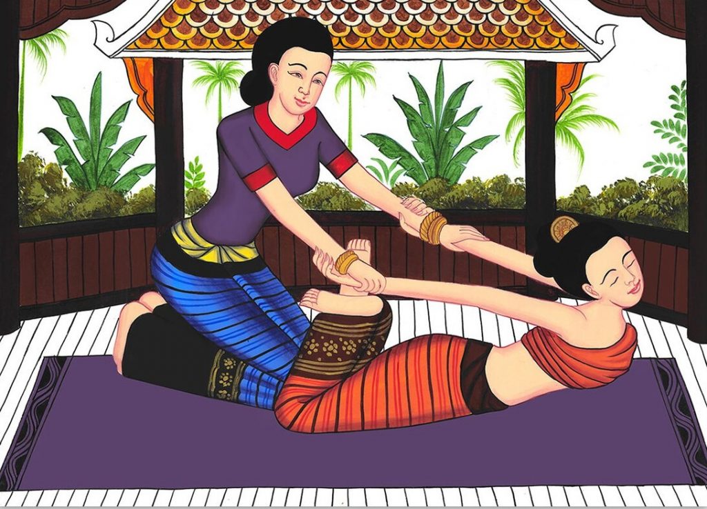 história da massagem tailandesa ilustrada