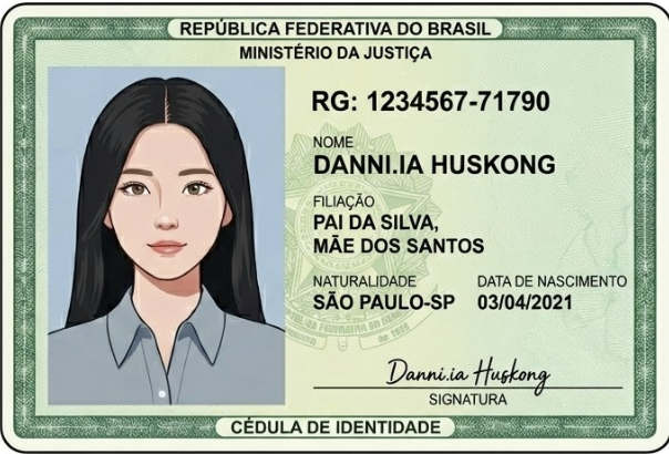 Exemplo de foto de frente do documento de identificação