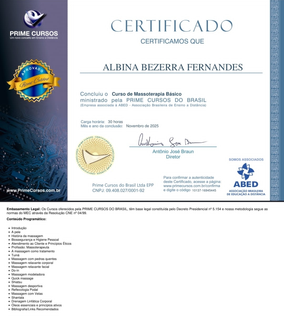 Certificado Profissional