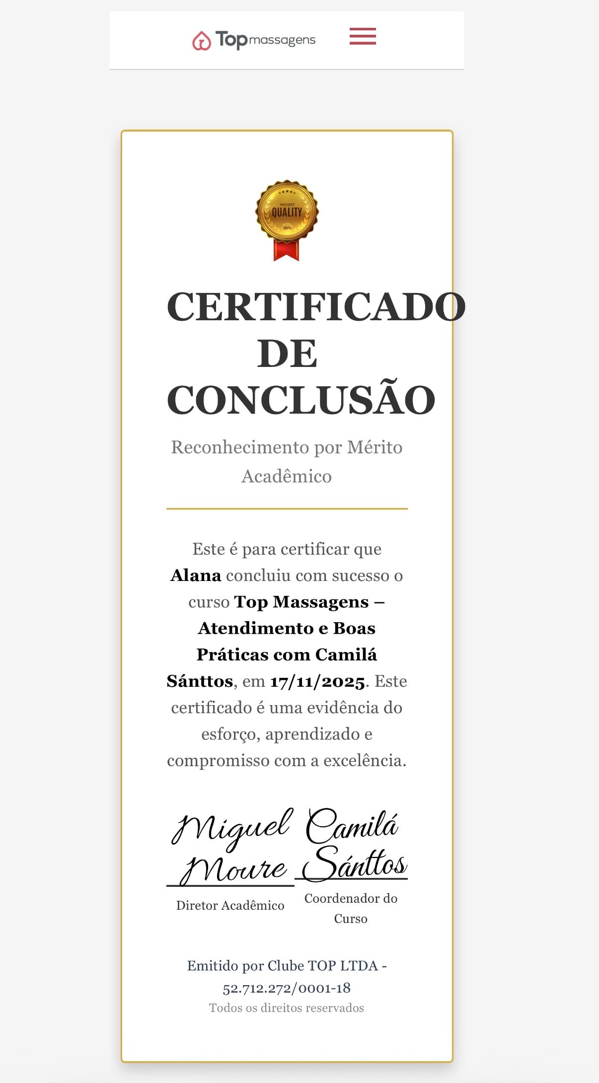 Certificado Profissional