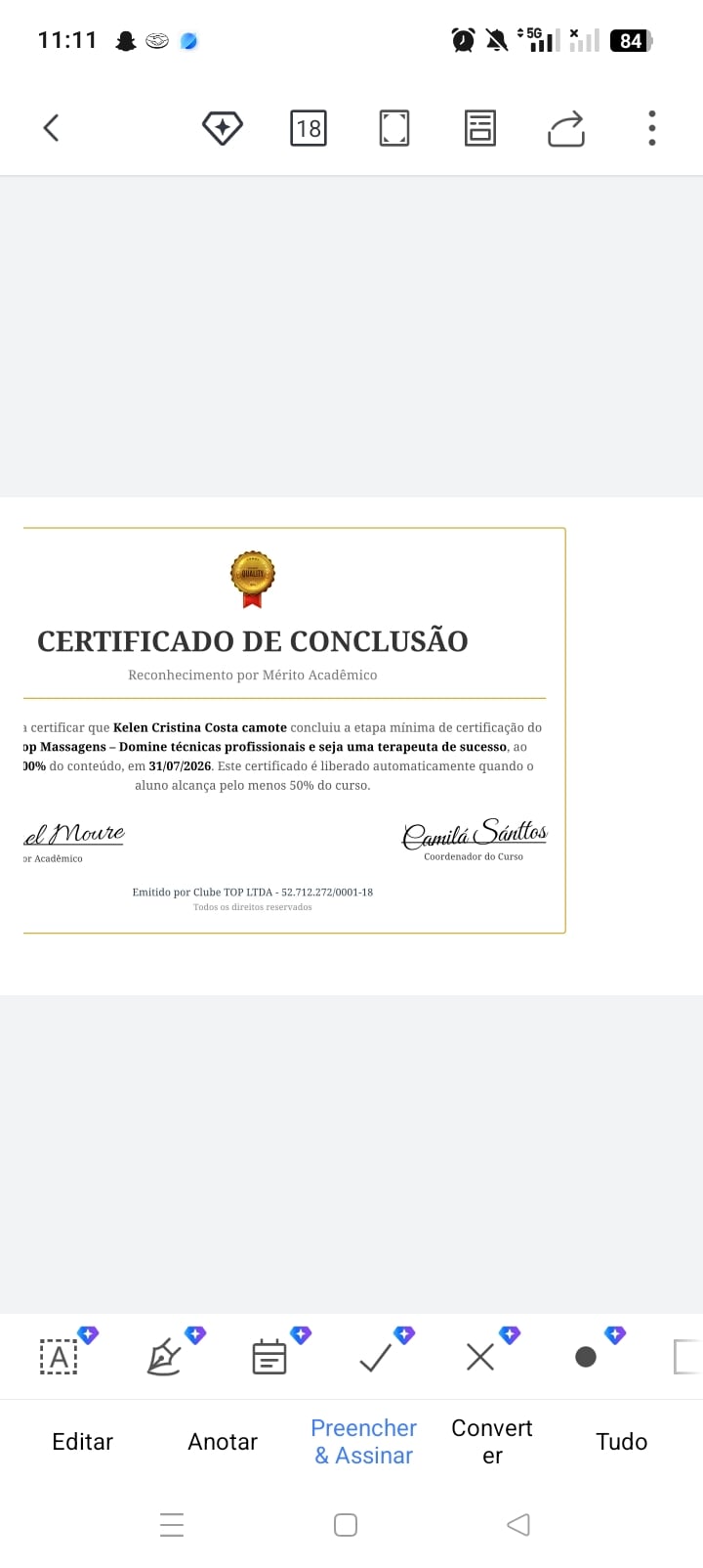 Certificado Profissional