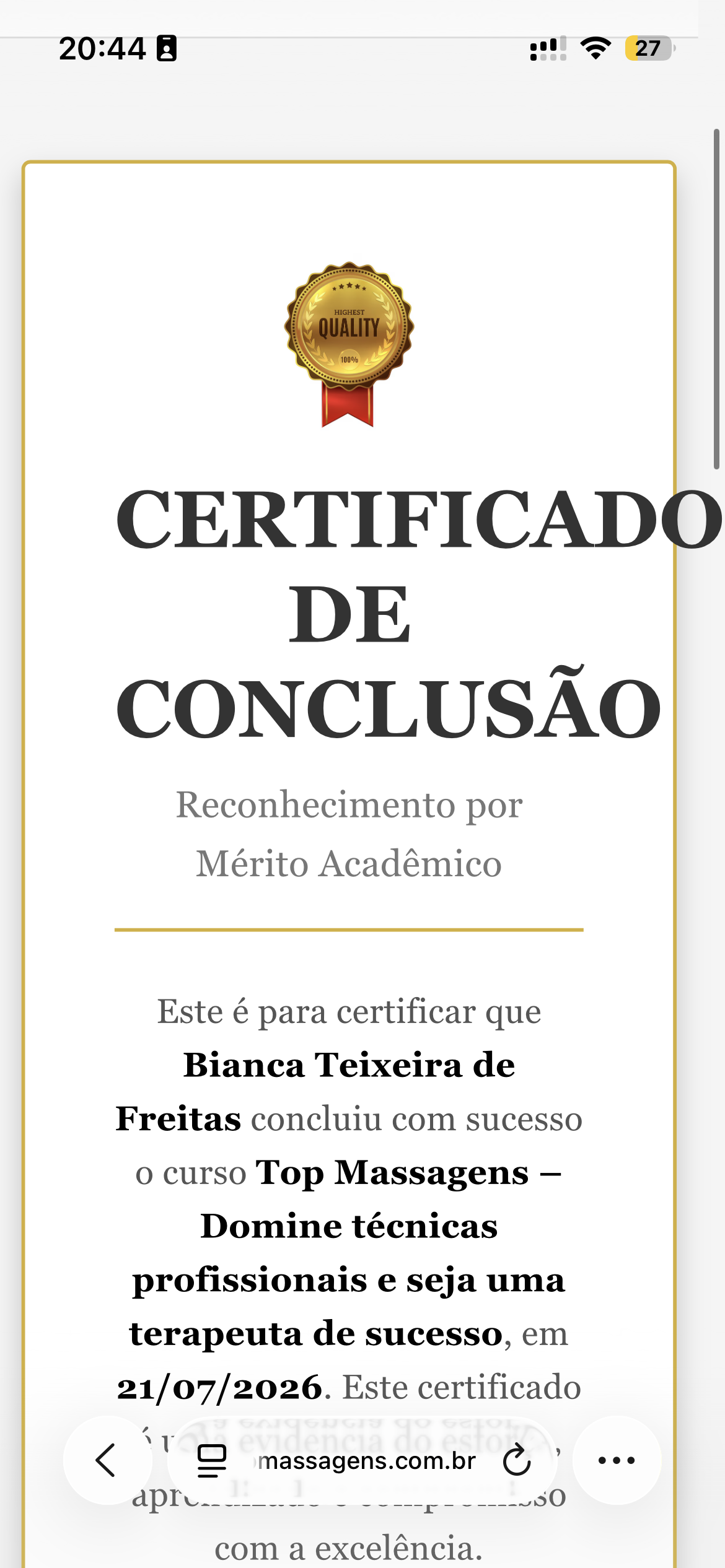 Certificado Profissional