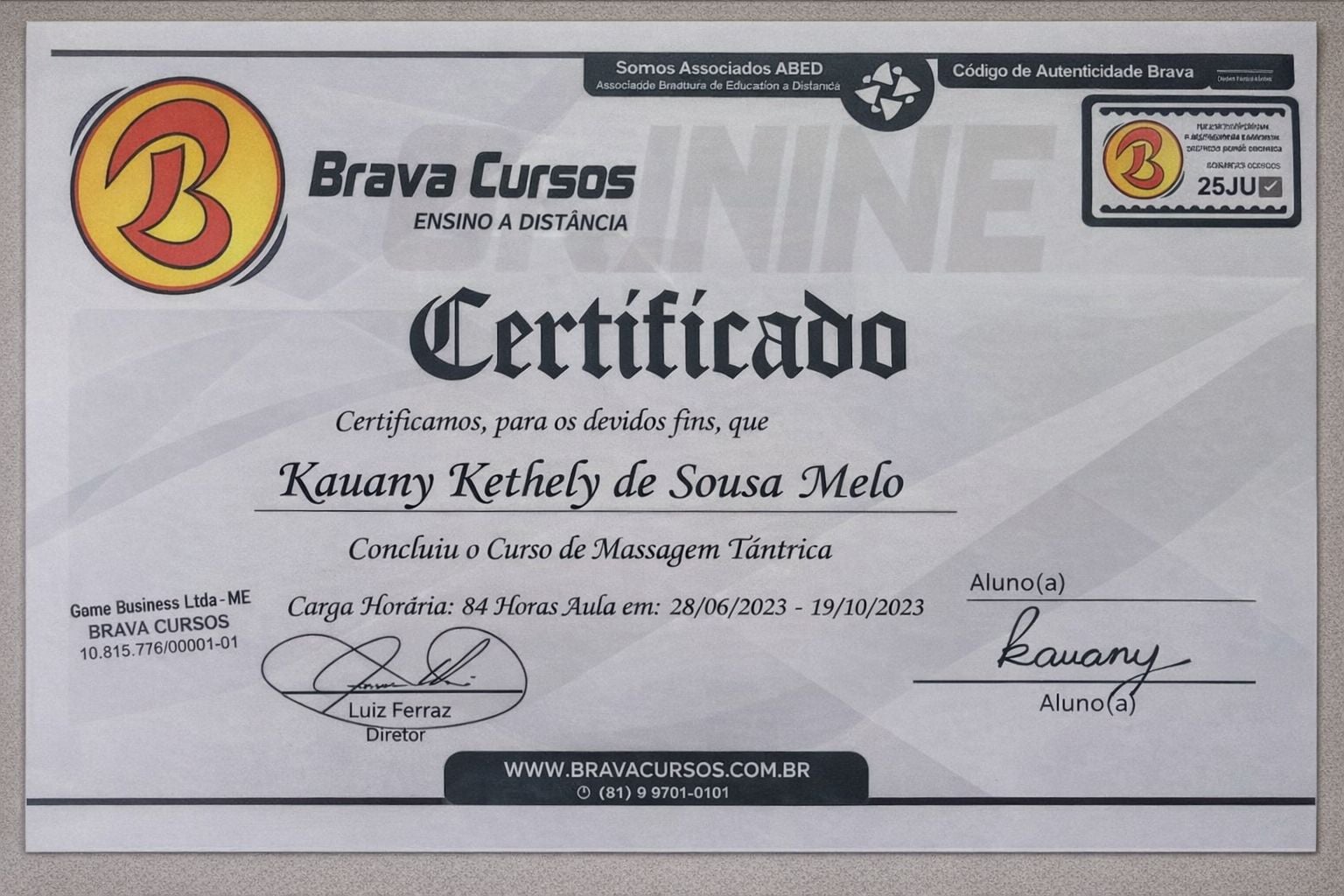 Certificado Profissional